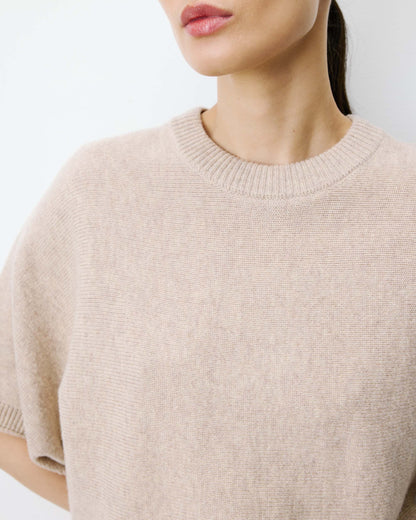Pull oversize manches kimono 3/4 beige Almus