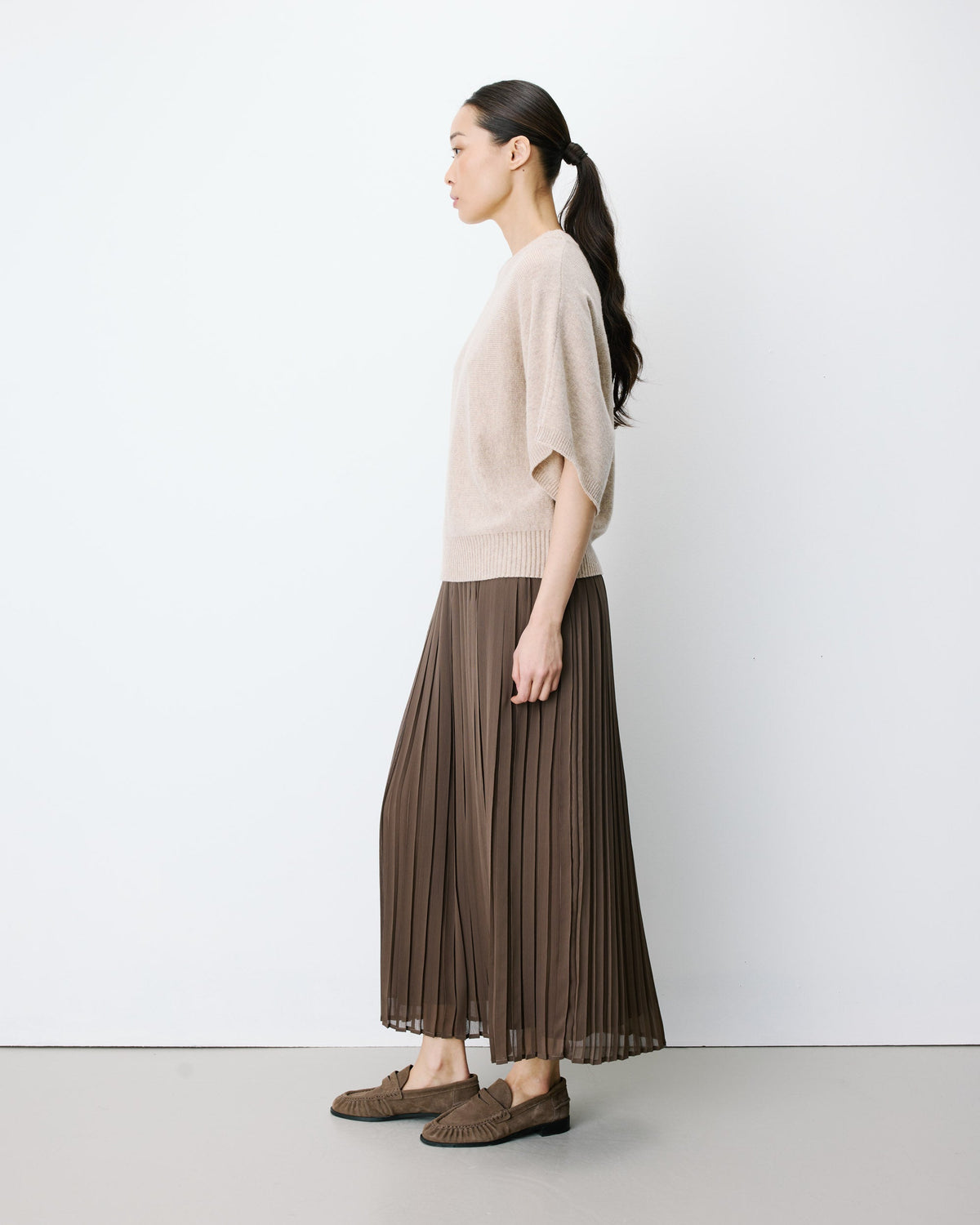 Pull oversize manches kimono 3/4 beige Almus
