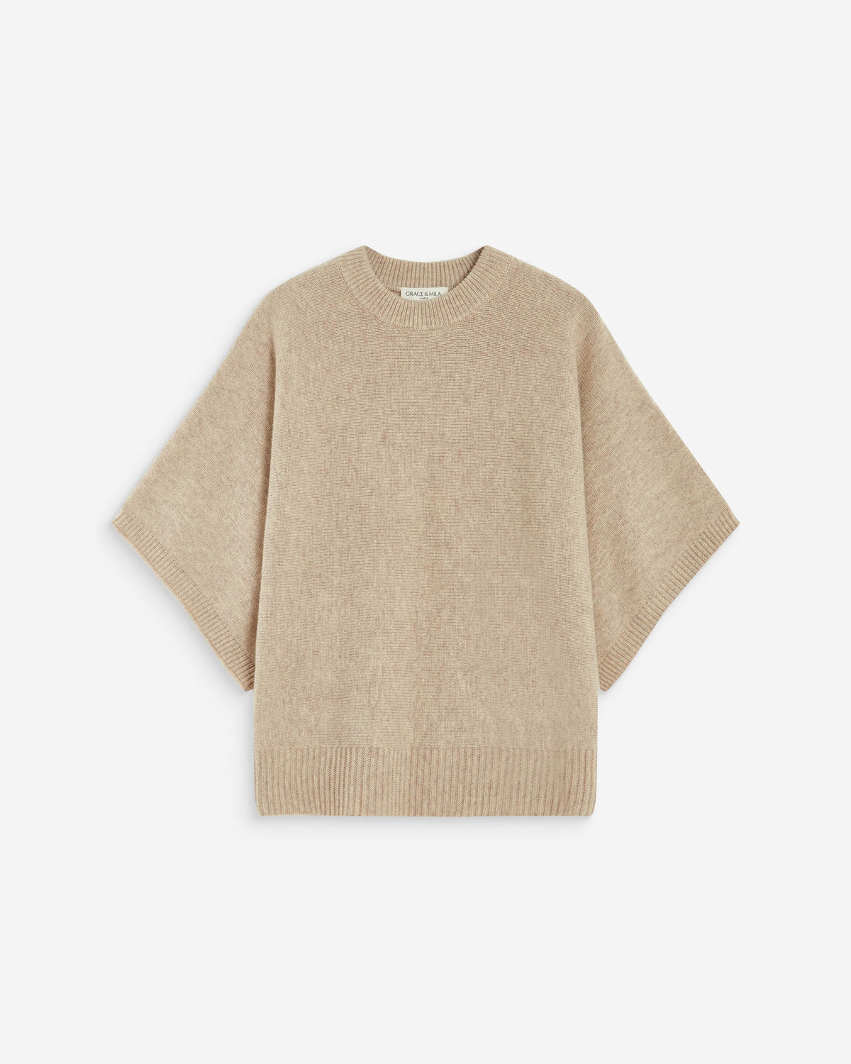 Pull oversize manches kimono 3/4 beige Almus