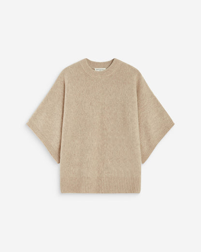 Pull oversize manches kimono 3/4 beige Almus