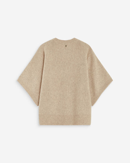 Pull oversize manches kimono 3/4 beige Almus