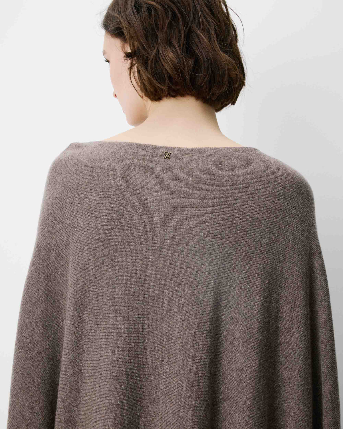 Pull poncho col bateau manches larges taupe Adela