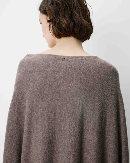 Pull poncho col bateau manches larges taupe Adela