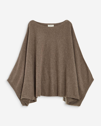 Pull poncho col bateau manches larges taupe Adela