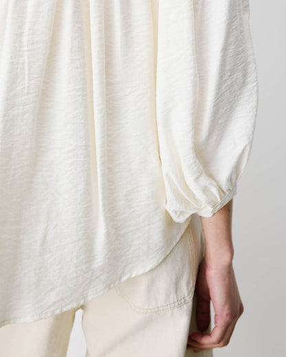 Blouse ample manches bouffantes 3/4 col V ecru Auriane