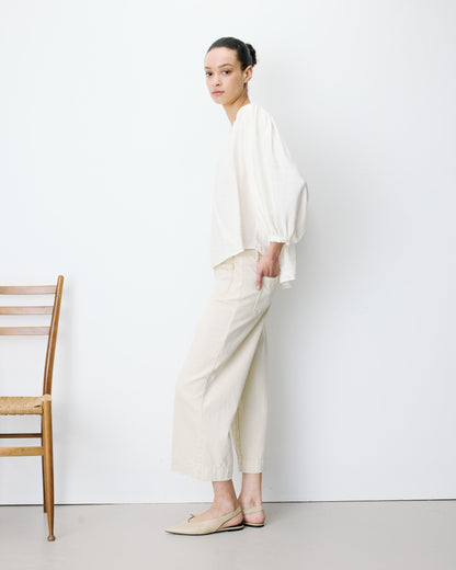 Blouse ample manches bouffantes 3/4 col V ecru Auriane