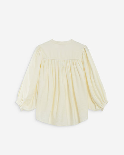 Blouse ample manches bouffantes 3/4 col V ecru Auriane