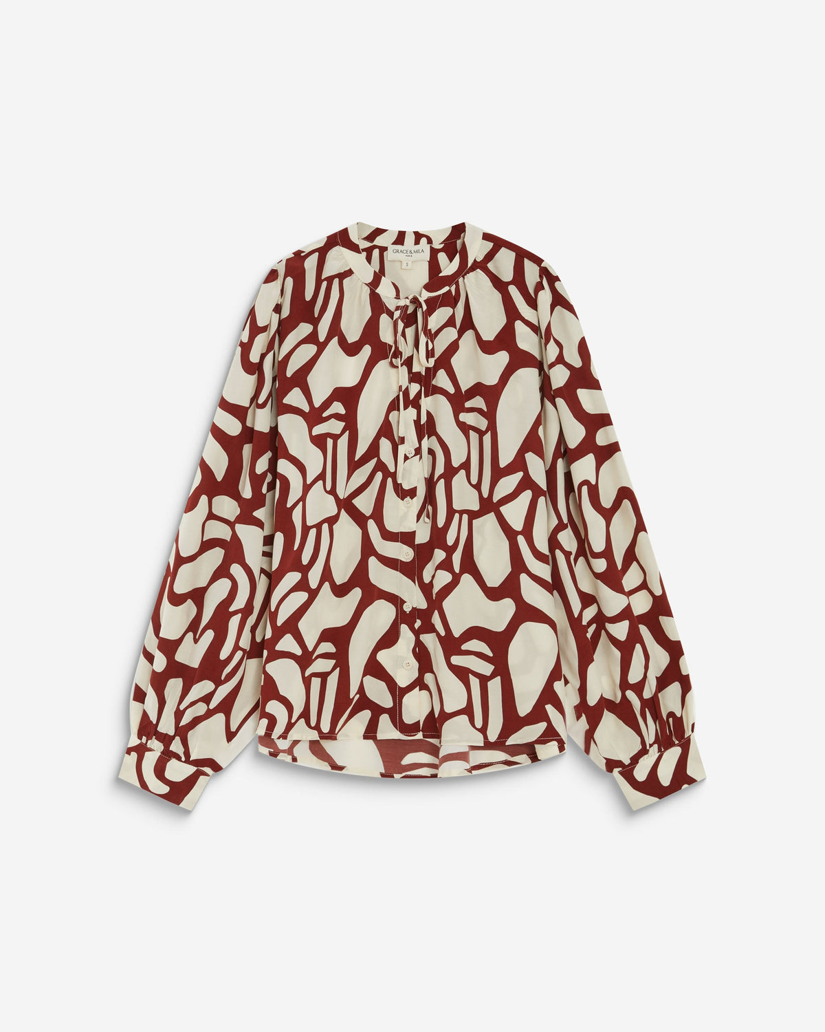 Blouse col V à imprimé géométrique terracotta Ambrine