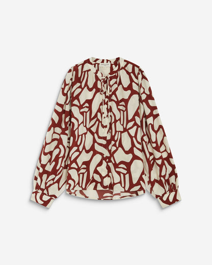 Blouse col V à imprimé géométrique terracotta Ambrine