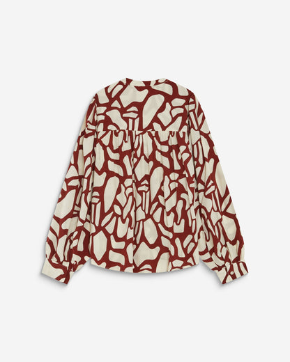 Blouse col V à imprimé géométrique terracotta Ambrine