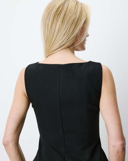 Top peplum sans manches col rond noir Argent