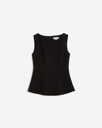 Top peplum sans manches col rond noir Argent