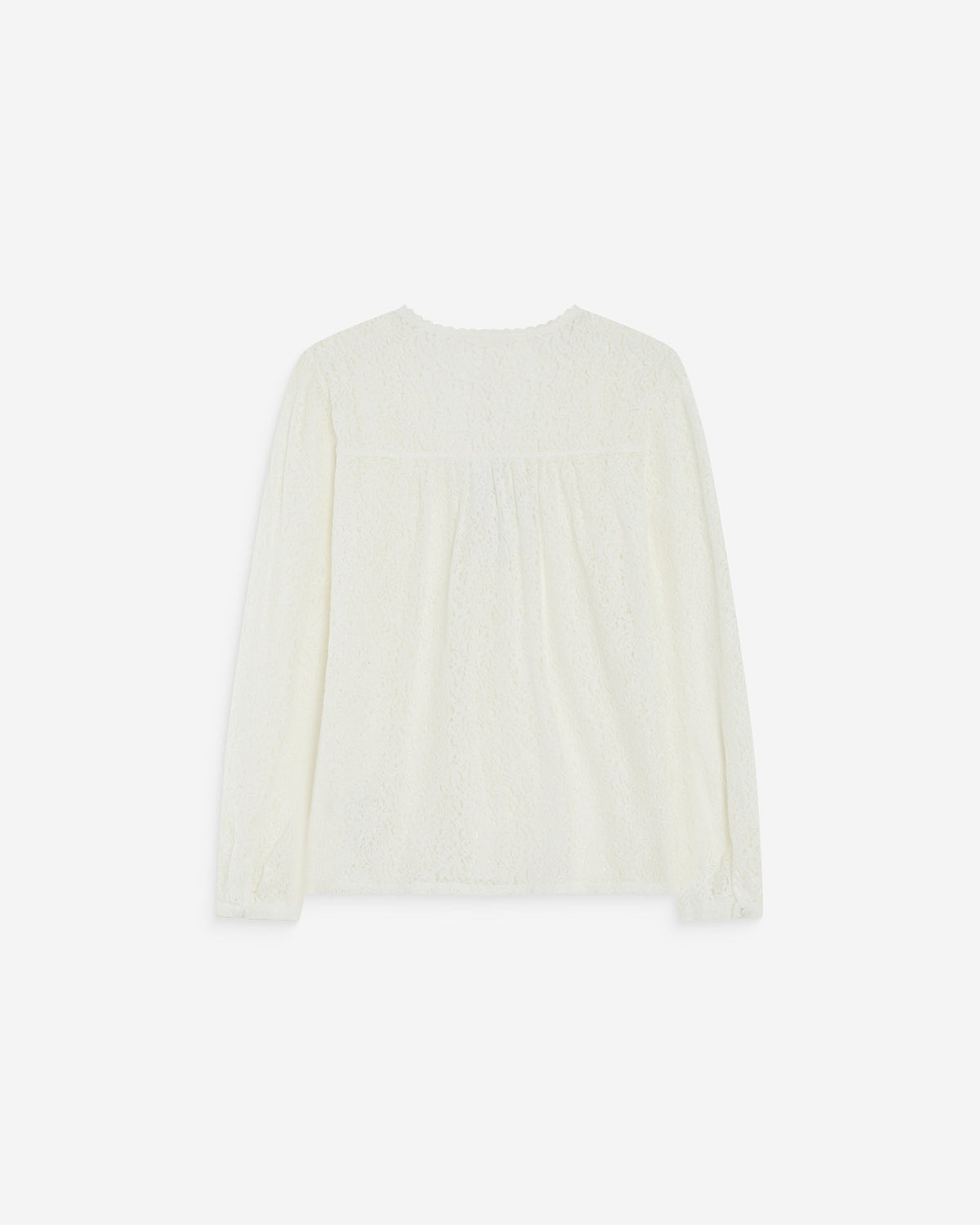 Blouse en dentelle col V manches longues ivoire Aurora