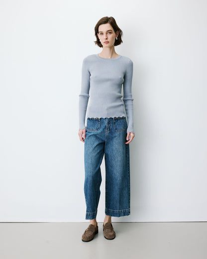 Pull ajusté en maille fine lurex ciel Abbott
