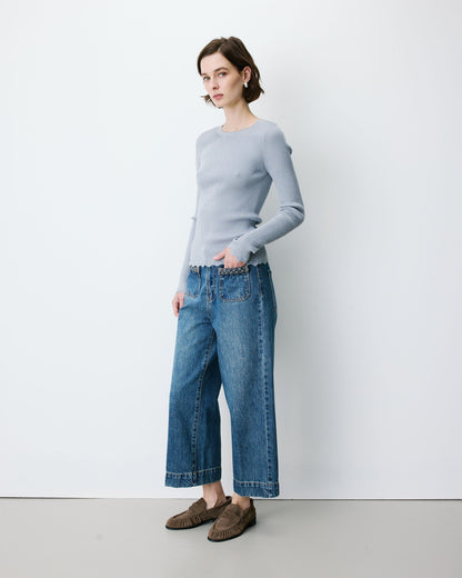 Pull ajusté en maille fine lurex ciel Abbott