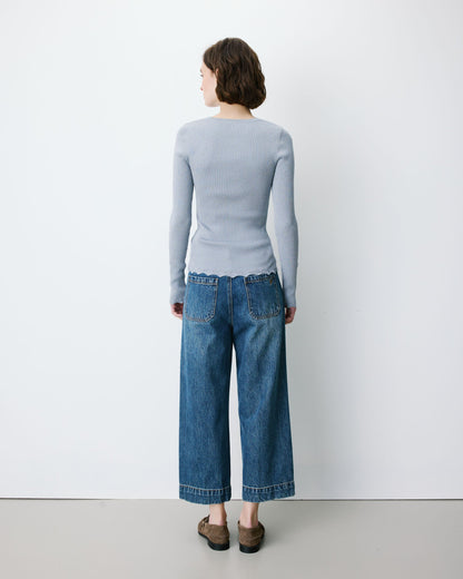 Pull ajusté en maille fine lurex ciel Abbott
