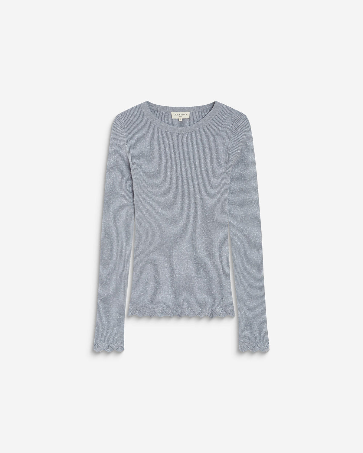 Pull ajusté en maille fine lurex ciel Abbott