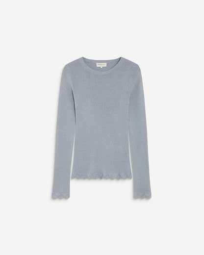 Pull ajusté en maille fine lurex ciel Abbott
