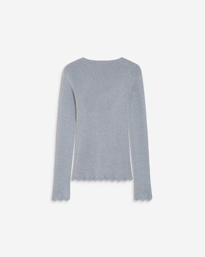 Pull ajusté en maille fine lurex ciel Abbott