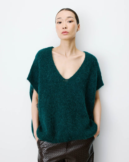 Pull ample sans manches en alpaga mélangé emeraude Atticus