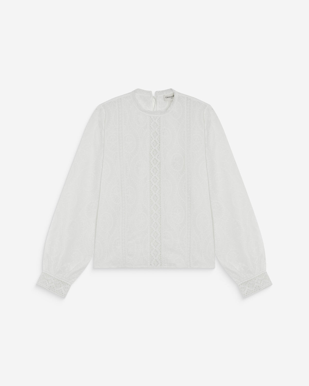 Blouse en broderie anglaise dos à nouer ivoire Abigail