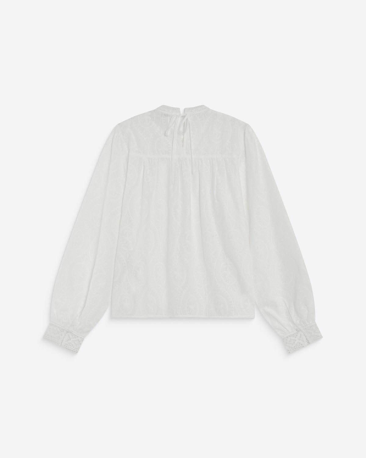 Blouse en broderie anglaise dos à nouer ivoire Abigail