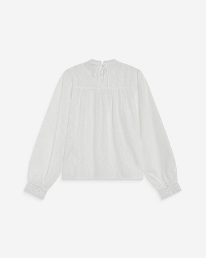 Blouse en broderie anglaise dos à nouer ivoire Abigail