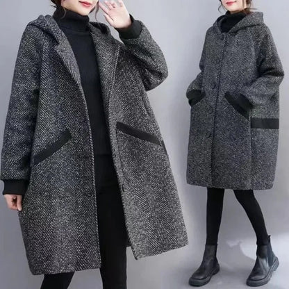 Yaraj | Manteau Vintage Chaud et Ample à Capuche pour Femme