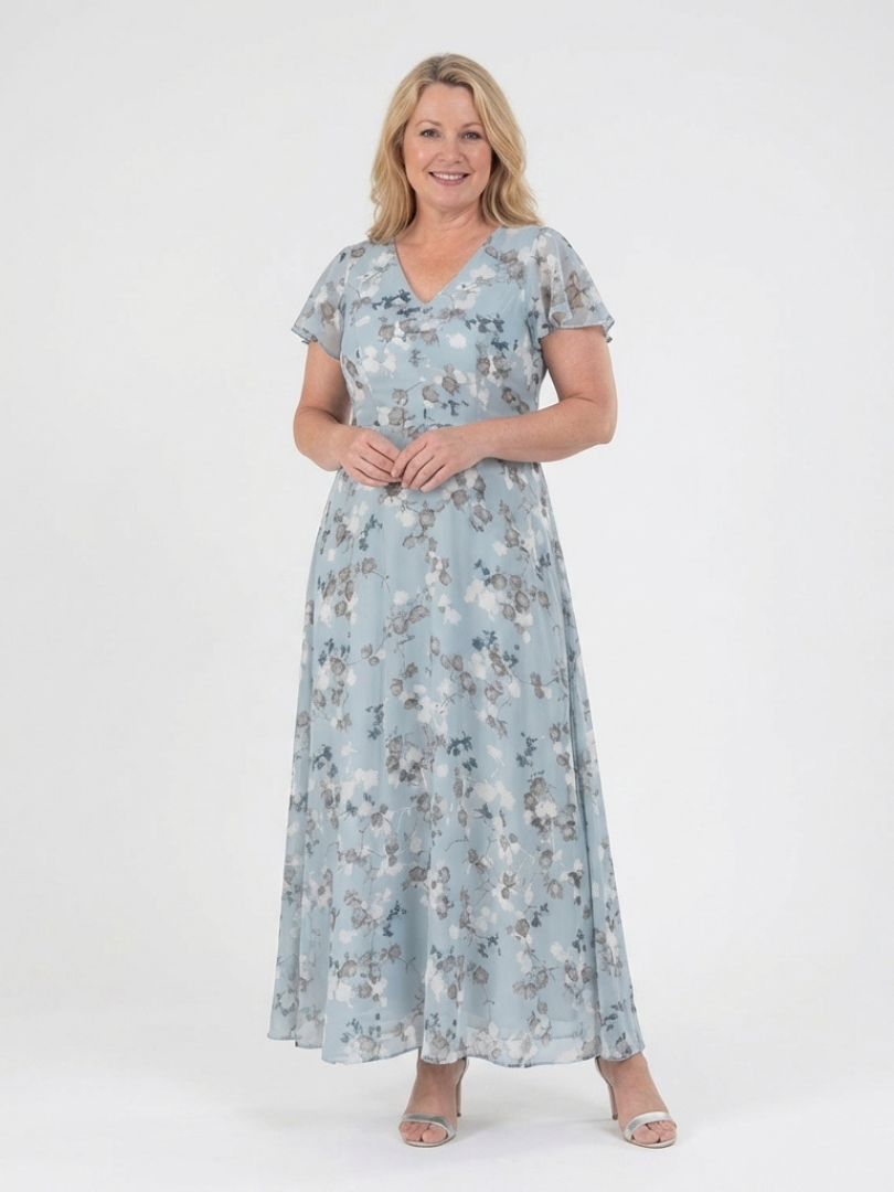 Ismeria | Robe Maxi en Chiffon Floral
