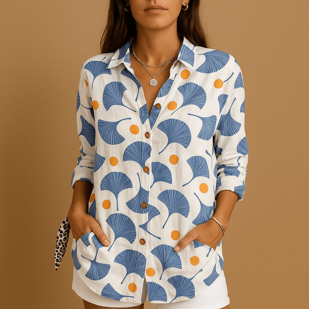 Fantille | Blouse Femme à Manches Longues Boutonnée – Imprimé Floral Bohème pour l'Été