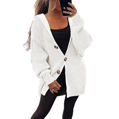 Gilet Oversize Femme | Cardigan en Maille Épaisse avec Boutons en Bois Élégants