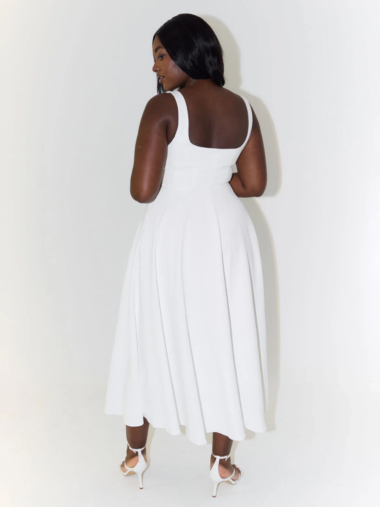 Grace | Robe midi fluide à décolleté carré
