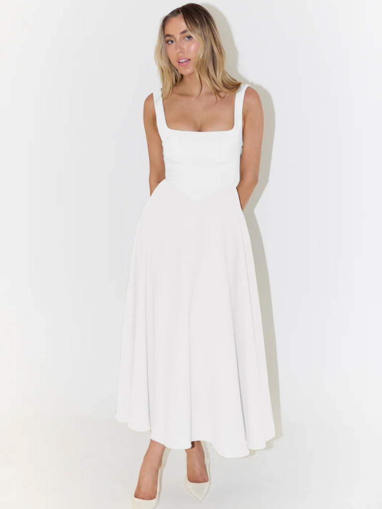 Grace | Robe midi fluide à décolleté carré