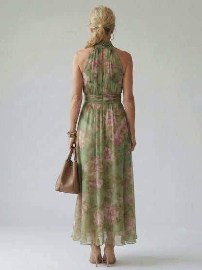 Mirelle | Robe Midi à Encolure Halter Froncée
