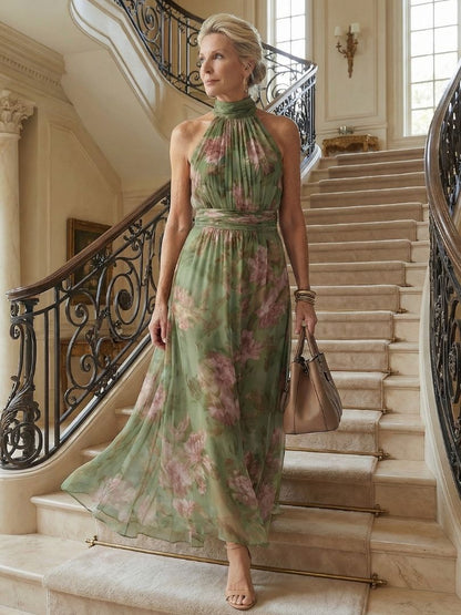 Mirelle | Robe Midi à Encolure Halter Froncée