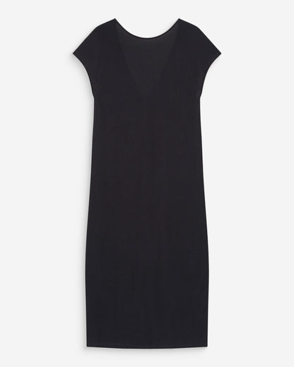 Robe longue légère en modal manches courtes carbone Peace