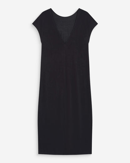 Robe longue légère en modal manches courtes carbone Peace