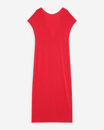 Robe longue légère en modal manches courtes fuchsia Peace