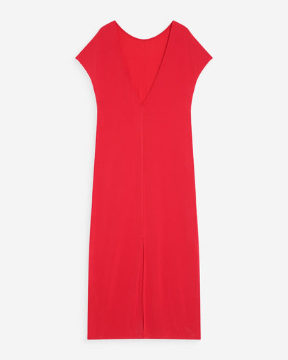 Robe longue légère en modal manches courtes fuchsia Peace