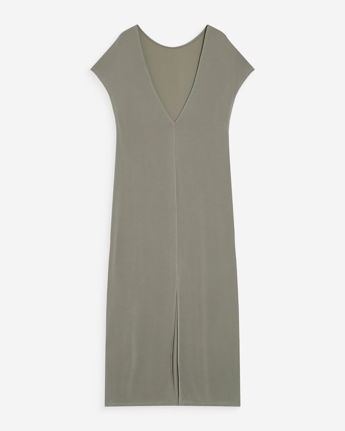 Robe longue légère en modal manches courtes kaki Peace