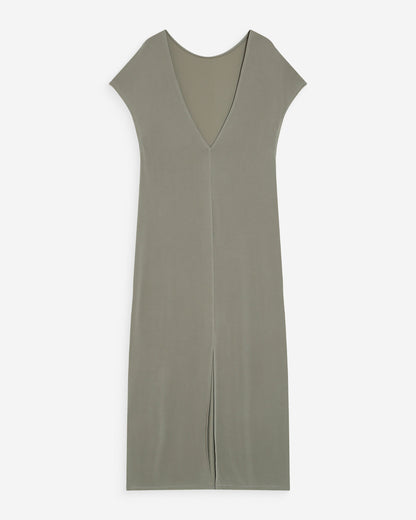 Robe longue légère en modal manches courtes kaki Peace