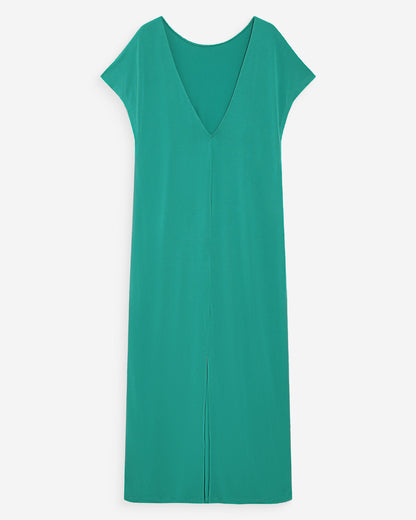 Robe longue légère en modal manches courtes vert Peace