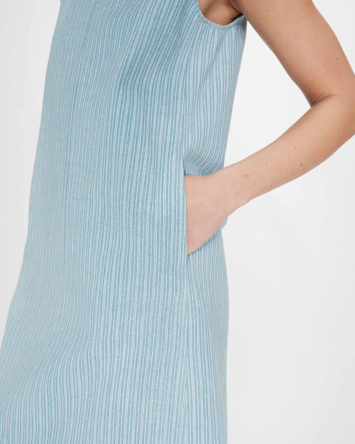 Robe courte droite sans manches en jean stripedblue Vanessa