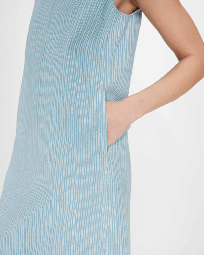 Robe courte droite sans manches en jean stripedblue Vanessa