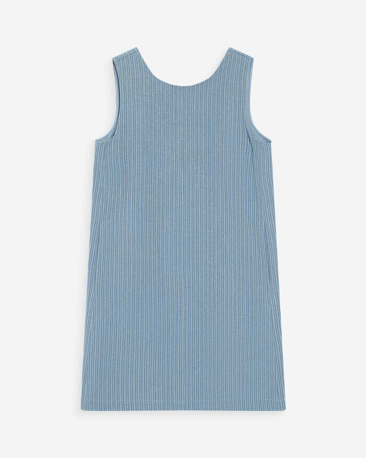 Robe courte droite sans manches en jean stripedblue Vanessa