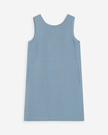 Robe courte droite sans manches en jean stripedblue Vanessa