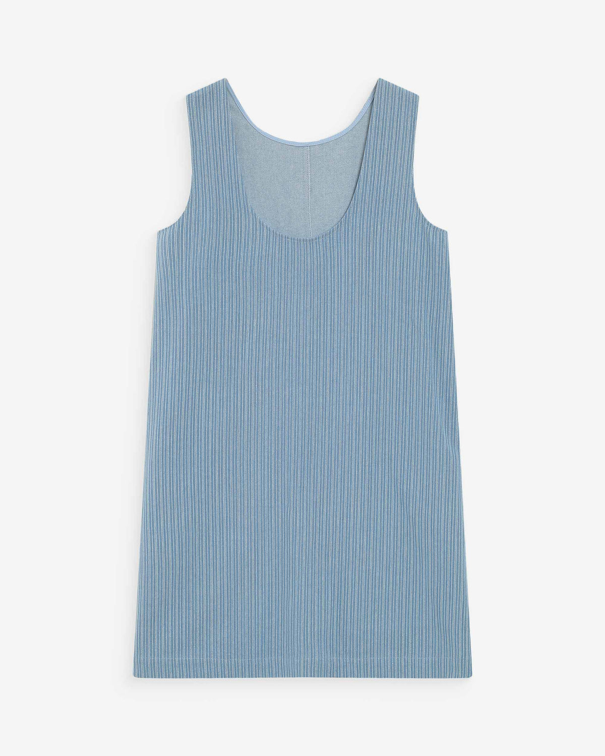 Robe courte droite sans manches en jean stripedblue Vanessa