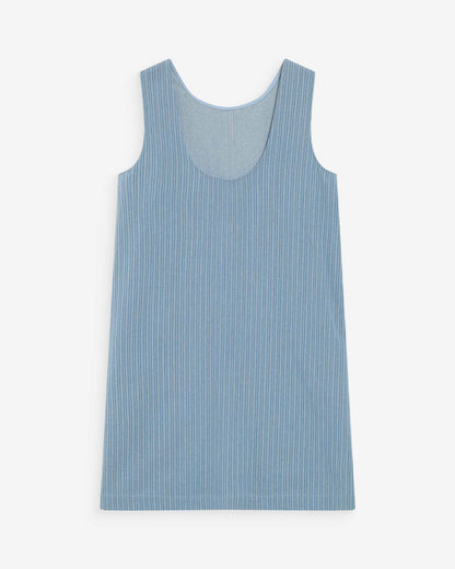 Robe courte droite sans manches en jean stripedblue Vanessa