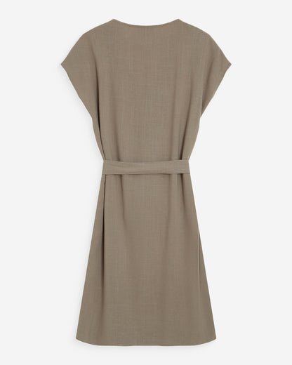 Robe courte fluide col V manches courtes kaki Marilou