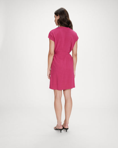 Robe courte fluide col V manches courtes pivoine Marilou